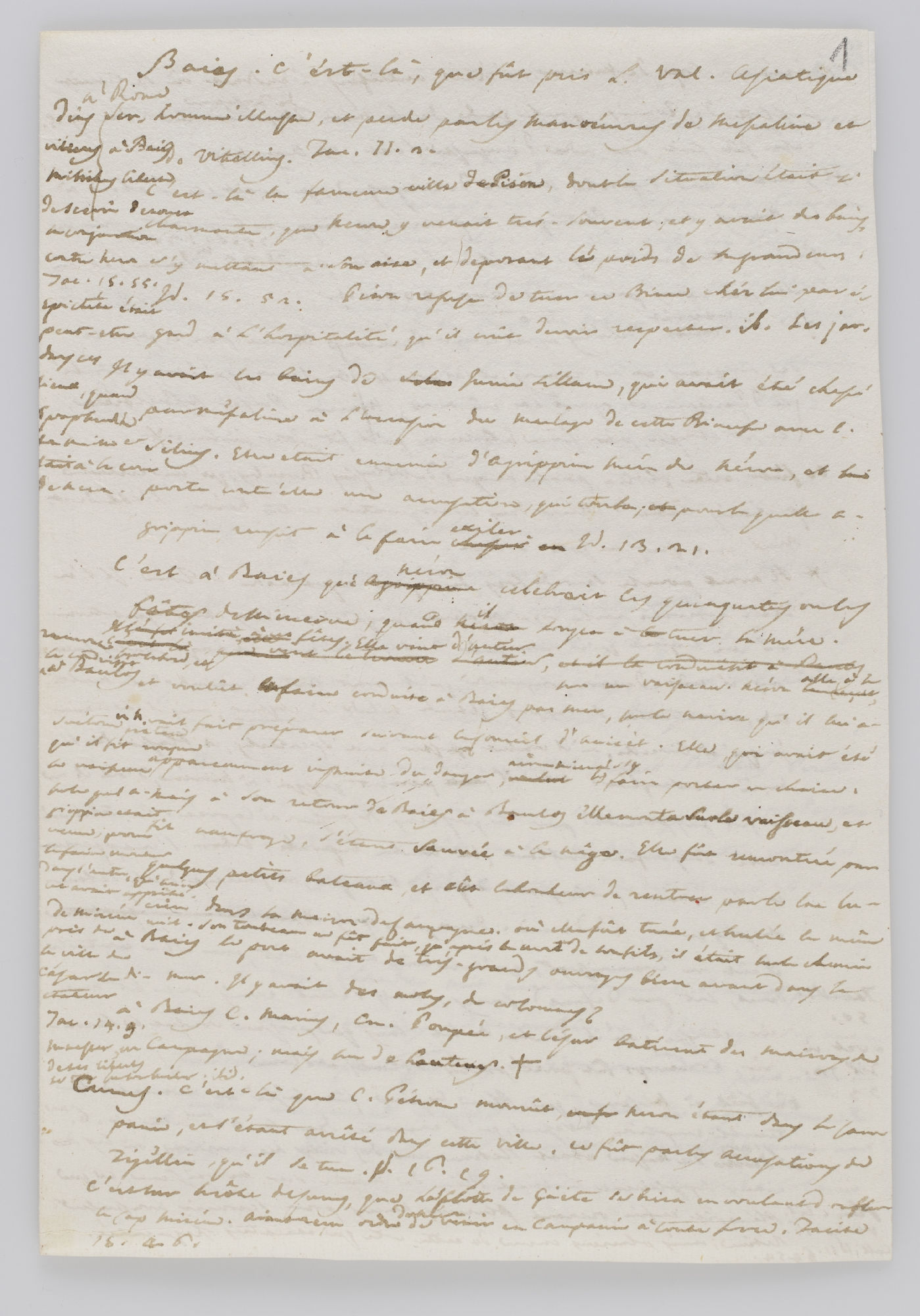 Baies [?] c'est-la, que fut pris L. Val. Asiatique [incipit]