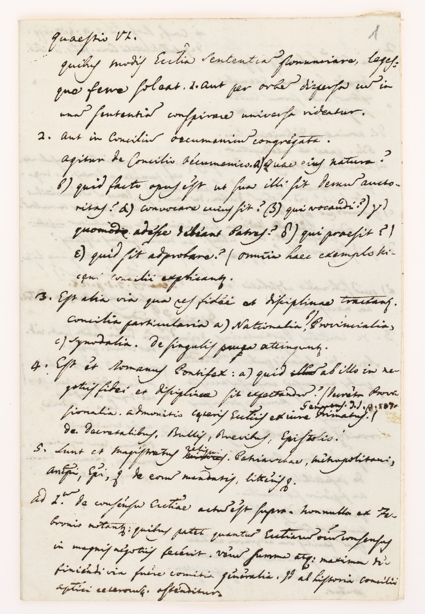 Quaestio VI. quibus modis Eccl[es]ia sententia pronunciare, legesque ferre soleat. [incipit]