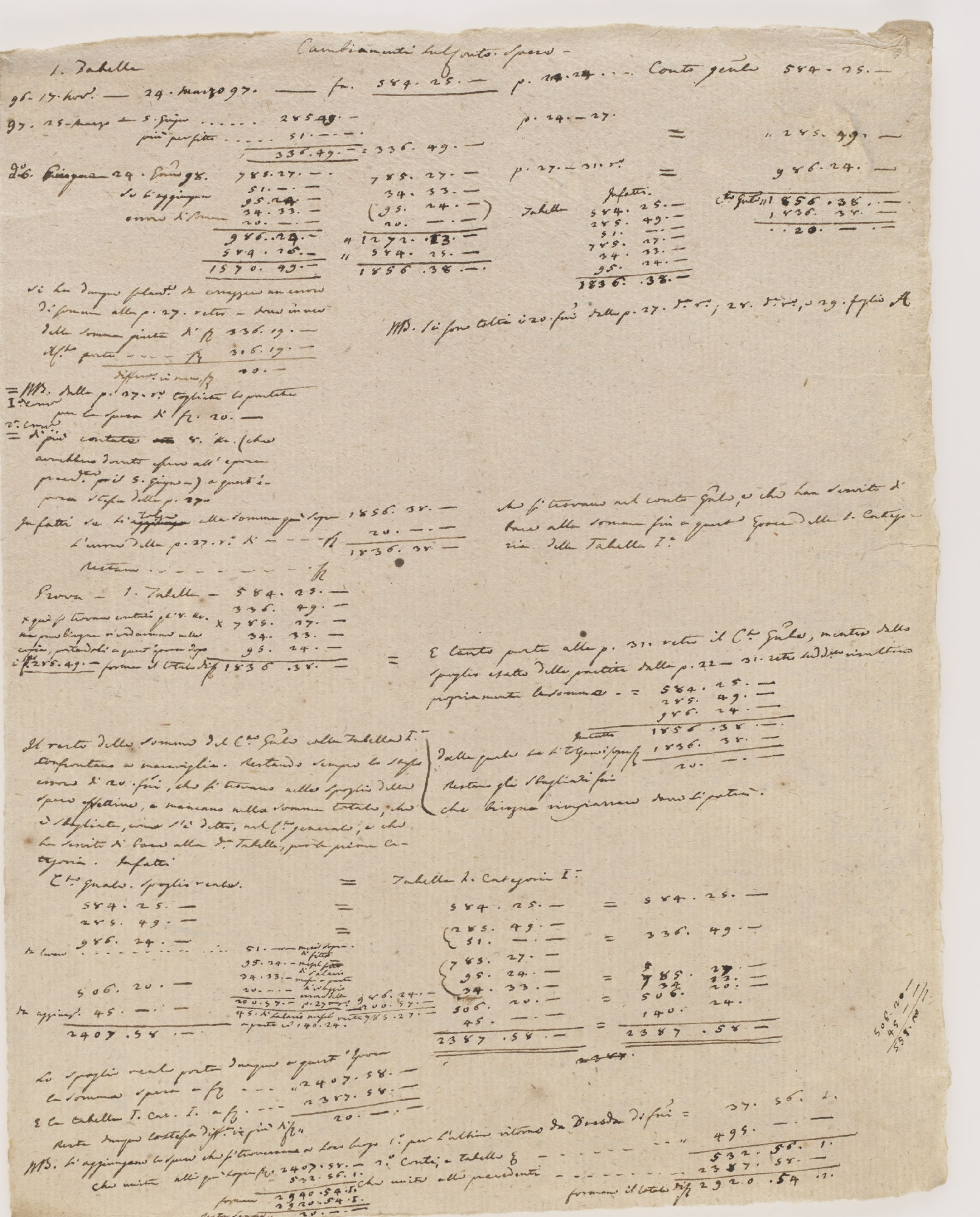 Cambiamenti sul conto [incipit]