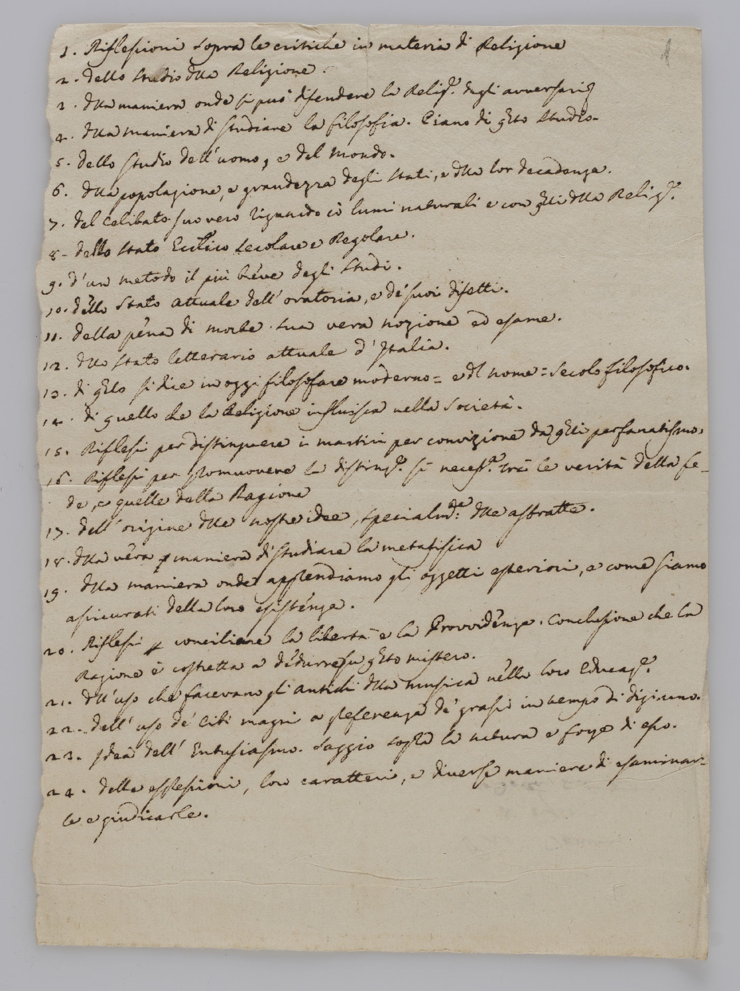 1. Riflessioni sopra le critiche in materia di Religione [incipit]