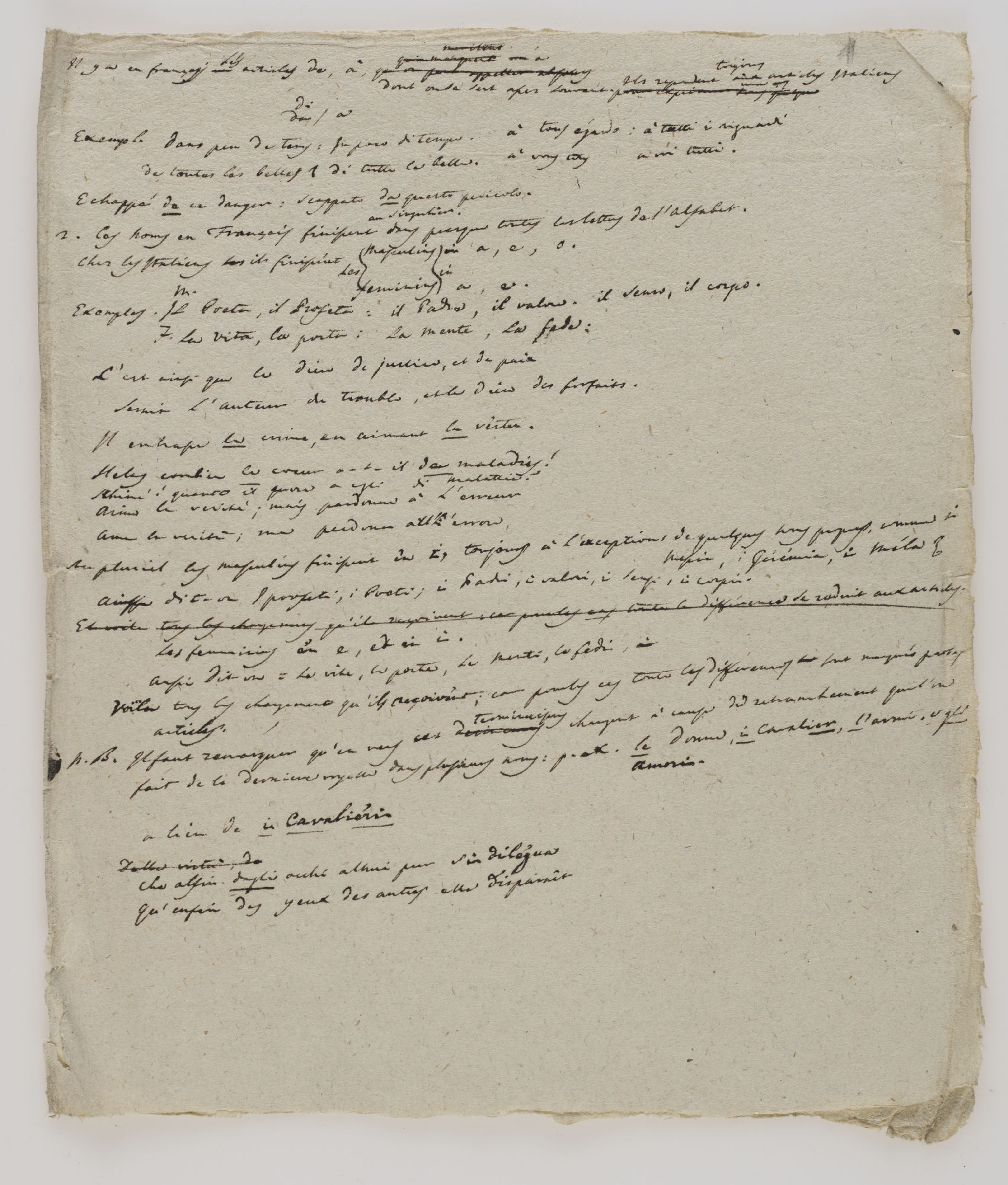 Il y a en francais les articles [incipit]
