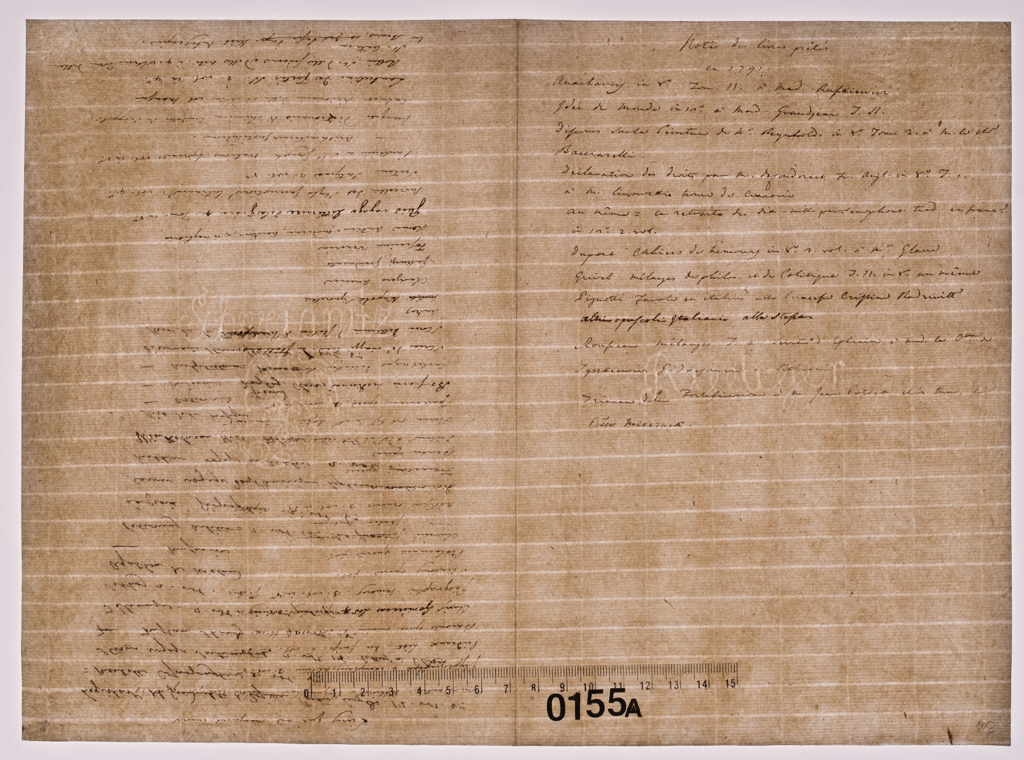 Livres qui me manquent encore [title, p.1]; Note des livres pretes [title, p.3]