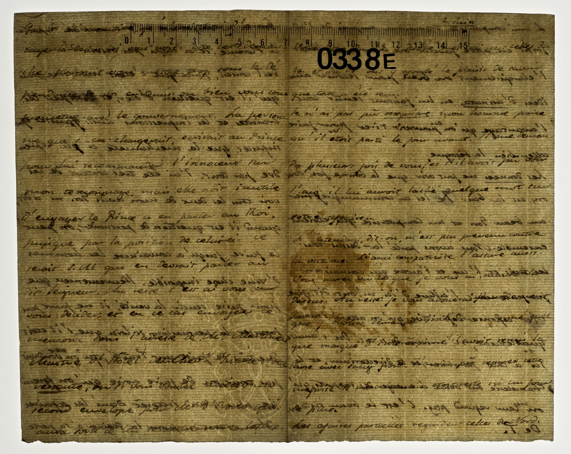 2. Juin. Votre lettre du 23. a dissipé mes craintes: celles du 26. et du 28. ont y ajouté le plaisir [incipit]